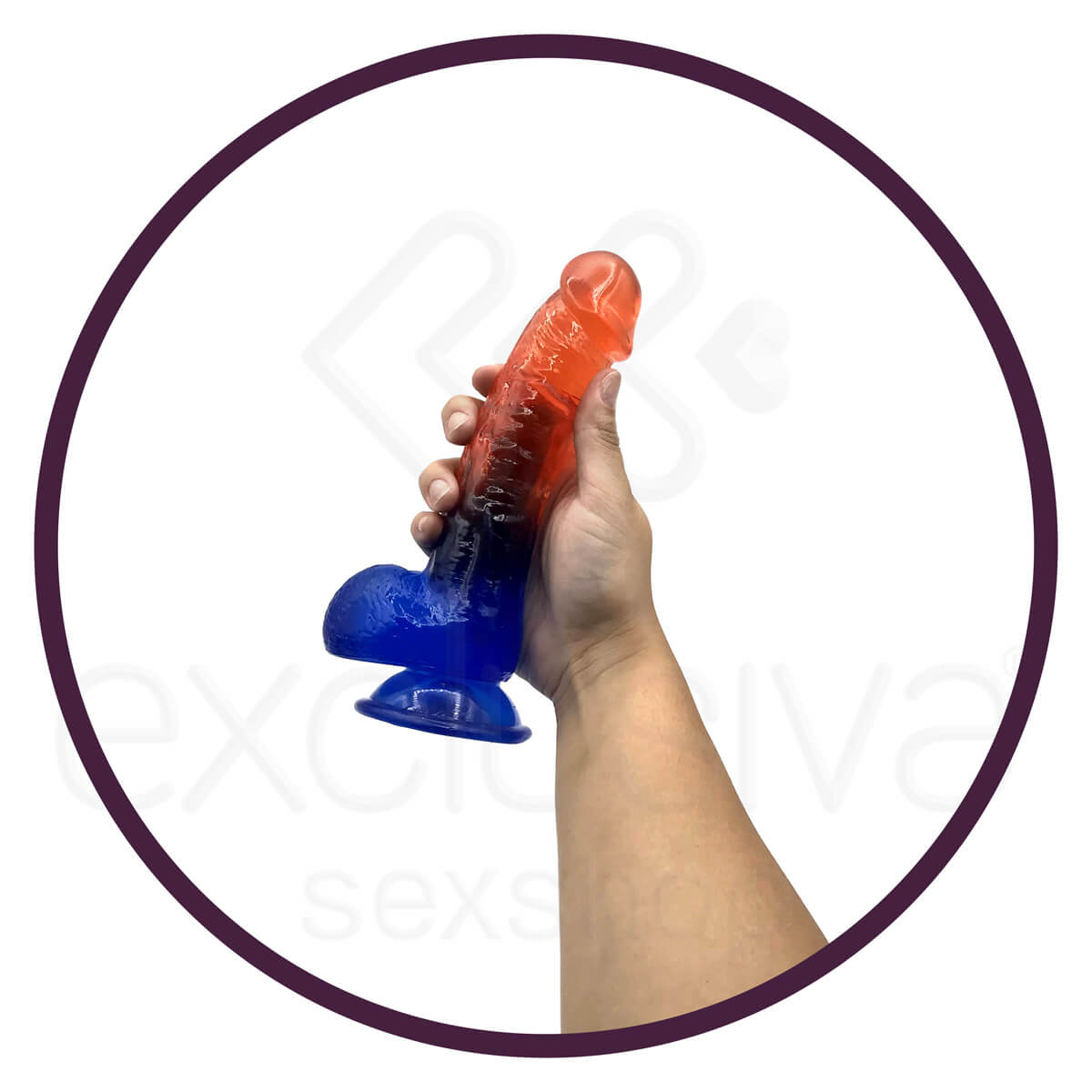 Prótese Peniana Bicolor Realística com Glande Definida, Escroto e Ventosa - Lovetoy Dazzle Studs - 14,5 x 4 cm - 7