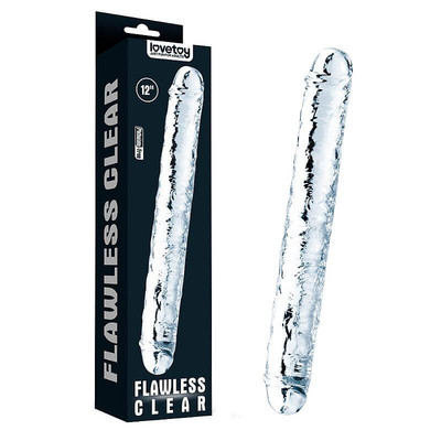 Lovetoy Flawless Clear 12 - Prótese Peniana para Dupla Penetração em TPE com Glande Definida e Veias Salientes - 30 x 3,3 cm