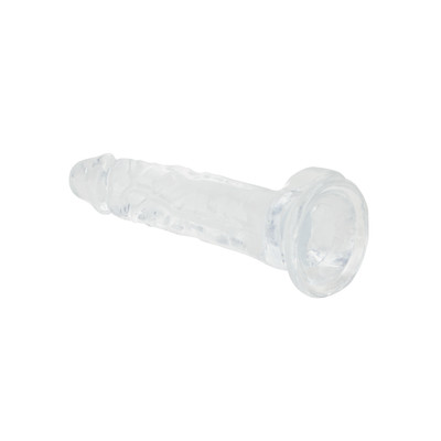 Prótese Peniana Transparente em TPE com Glande Definida, Veias Salientes, Escroto e Ventosa - Lovetoy Flawless Clear 7.5" | 14 x 3,8 cm