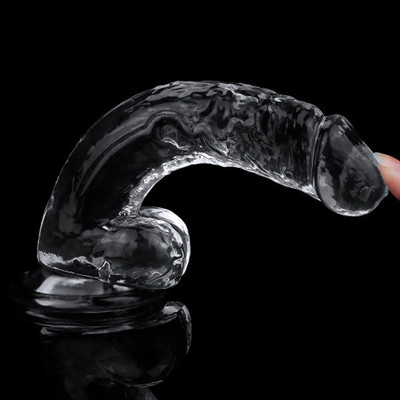 Foto 3 do produto Prótese Peniana Transparente em TPE com Glande Definida, Veias Salientes, Escroto e Ventosa - Lovetoy Flawless Clear 7.5 - 14 x 3,6 cm