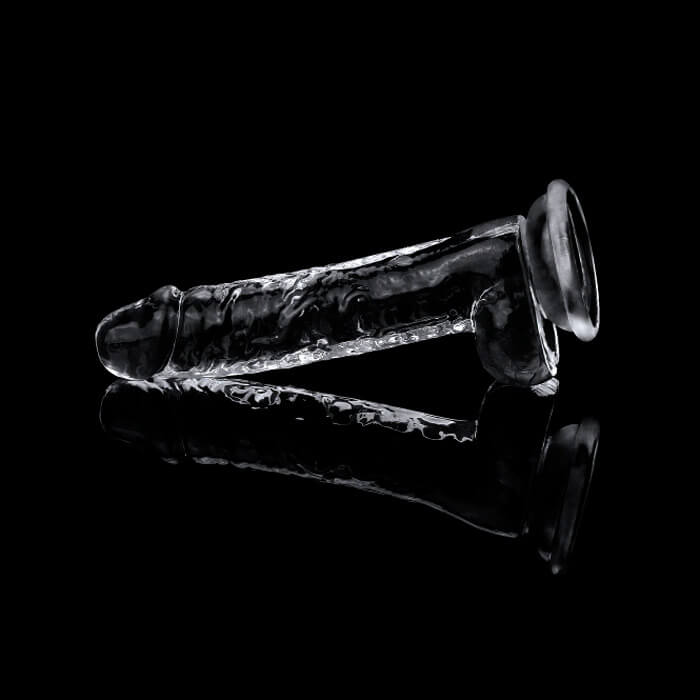 Prótese Peniana Transparente em TPE com Glande Definida, Veias Salientes, Escroto e Ventosa - Lovetoy Flawless Clear 7.5 - 14 x 3,6 cm - 4