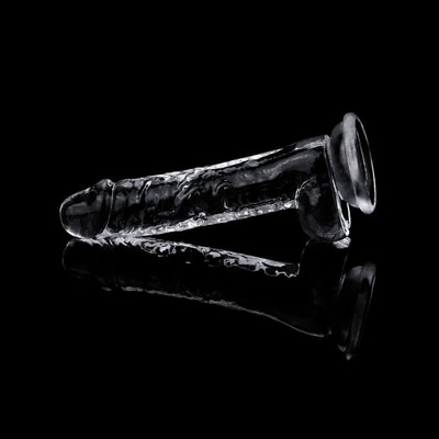 Foto 4 do produto Prótese Peniana Transparente em TPE com Glande Definida, Veias Salientes, Escroto e Ventosa - Lovetoy Flawless Clear 7.5 - 14 x 3,6 cm