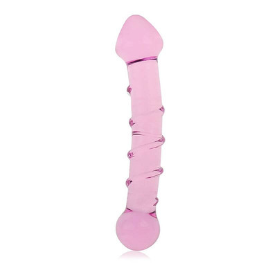 Foto 2 do produto Lovetoy Glass Romance - Plug Anal com Saliências em Espiral Feito em Vidro - 17 x 4 cm | Cor: Rosa