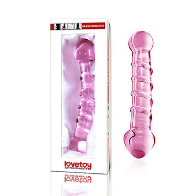 Foto 1 do produto Lovetoy Glass Romance - Plug Anal com Saliências em Espiral Feito em Vidro - 17 x 4 cm | Cor: Rosa