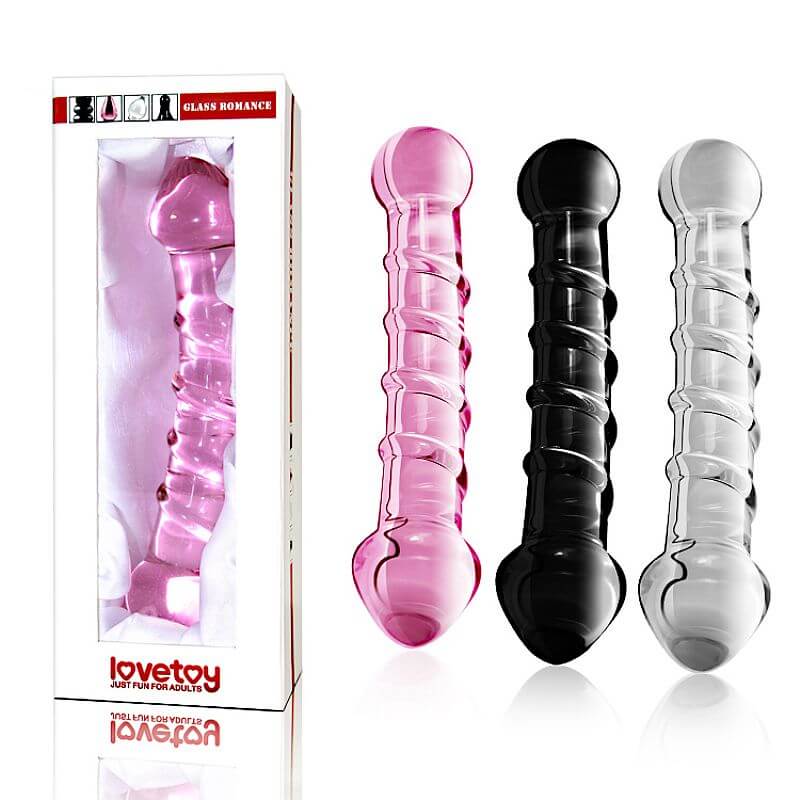Lovetoy Glass Romance - Plug Anal com Saliências em Espiral Feito em Vidro - 17 x 4 cm | Cor: Preto - 1