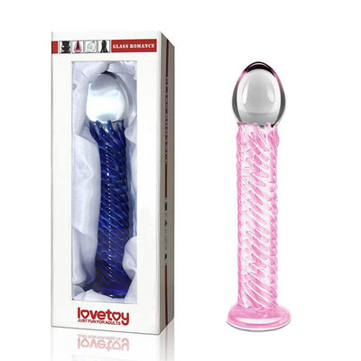 Foto 1 do produto Lovetoy Glass Romance - Plug Anal com Textura em Espiral Feito em Vidro - 17 x 4 cm | Cor: Rosa
