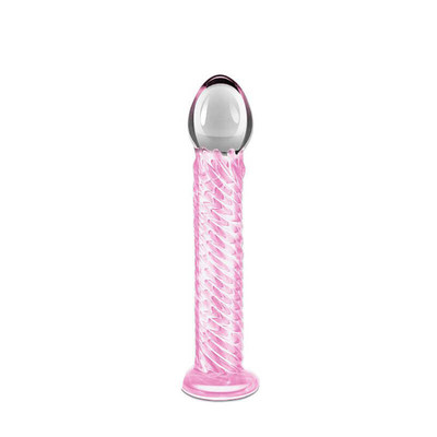 Foto 2 do produto Lovetoy Glass Romance - Plug Anal com Textura em Espiral Feito em Vidro - 17 x 4 cm | Cor: Rosa