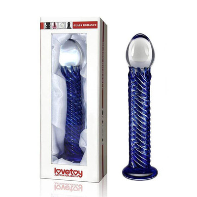 Foto 1 do produto Lovetoy Glass Romance - Plug Anal com Textura em Espiral Feito em Vidro - 17 x 4 cm | Cor: Azul