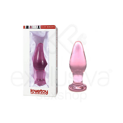 Lovetoy Glass Romance - Plug Anal em Vidro com Formato Cônico e Base - 8 x 3,7 cm | Cor: Rosa