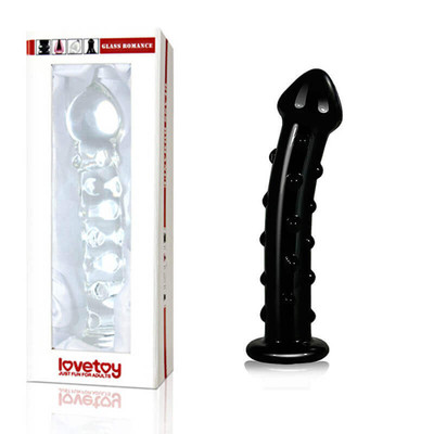 Lovetoy Glass Romance - Plug Anal em vidro com Nódulos - 18 x 3,5 cm | Cor: Preto