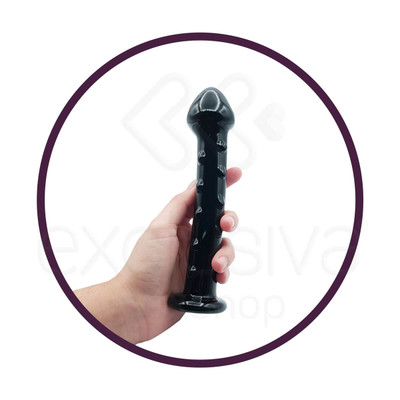 Lovetoy Glass Romance - Plug Anal em vidro com Nódulos - 18 x 3,5 cm | Cor: Preto