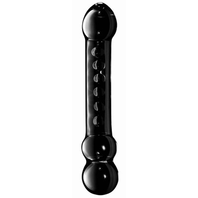 Foto 2 do produto Lovetoy Glass Romance - Plug Anal em vidro com Nódulos e Curva - 18 x 3,5 cm | Cor: Preto