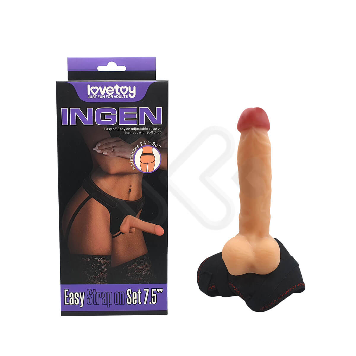 Cinta Peniana em Poliéster com Prótese Peniana Realística com Ventosa, Escroto e Glande Definida - Lovetoy Ingen Strap on Set 7.5  | 15,5 x 4 cm | Disponível em 2 Cores - 7