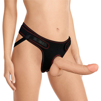 Foto 5 do produto Cinta Peniana em Poliéster e Prótese Peniana Realística com Ventosa, Escroto e Glande Definida - Lovetoy Ingen Strap on Set 8.5 | 17 x 4,5 cm | Disponível em 2 Cores