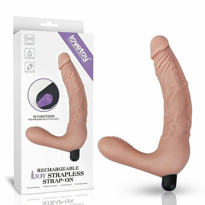 Penetrador Strap-On em Silicone e Bullet Recarregável com 10 Modos de Vibração - Lovetoy Joy | 15,3 x 3,6 cm