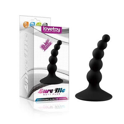 Lovetoy Lure Me Butt Plug - Plug Anal Escalonado com Ventosa - 10,3 x 2,4 cm | Cor: Preto