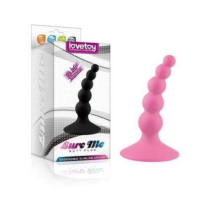 Lovetoy Lure Me Butt Plug - Plug Anal Escalonado com Ventosa - 10,3 x 2,4 cm | Cor: Rosa