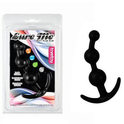 Lovetoy Lure Me - Plug Anal em Silicone com 3 Esferas em Tamanhos Gradativos - 13 x 3,2 cm | Cor: Preto