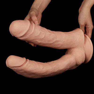 Prótese Dupla em Forma de Pênis Realístico com Glande, Veias e Ventosa - Lovetoy Mega Double Dildo 12"