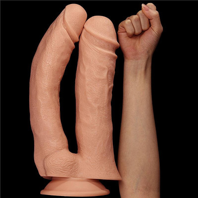 Foto 3 do produto Prótese Dupla em Forma de Pênis Realístico com Glande, Veias e Ventosa - Lovetoy Mega Double Dildo 12"
