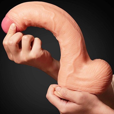 Prótese Realística com Glande Definida, Escroto, Veias e Ventosa - Lovetoy Nature Cock 11" - 20 x 5,4 cm