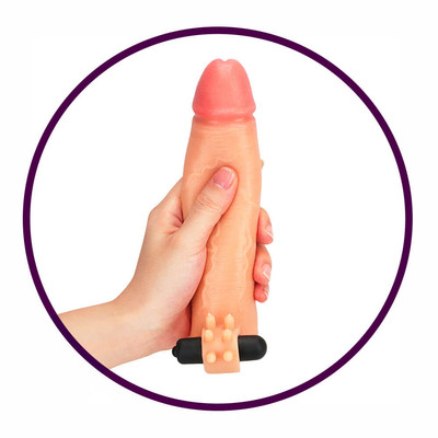 Capa Peniana Extensora com Preenchimento na Ponta, Estimulador de Clítoris e Vibração Única e Potente - Lovetoy Nature Extender | 17,5 x 4,5 cm | Disponível em 2 Cores