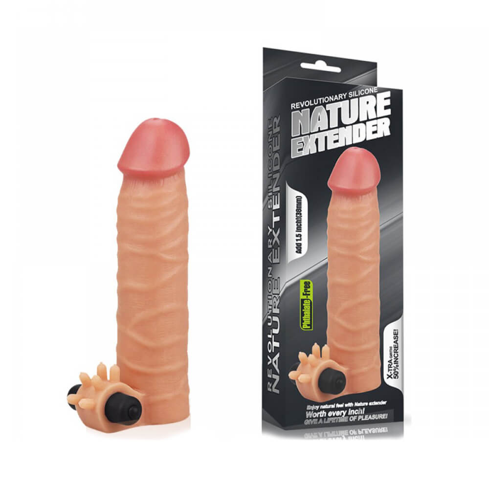 Capa Peniana Extensora com Estimulador de Clítoris e Preenchimento na Ponta - Lovetoy Nature Extender | 17,5 x 3,8 cm | Disponível em 2 Cores - 3
