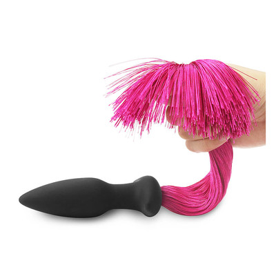 Foto 4 do produto Lovetoy Pony Tail - Plug Anal em Formato Cônico em Silicone com Base de Segurança e Rabo Pink - 12,5 x 3,4 cm