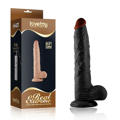 Foto 1 do produto Lovetoy Real Extreme - Prótese Realística com Glande Definida, Veias, Escroto e Ventosa - 18,5 x 4,2 cm | Cor: Preto