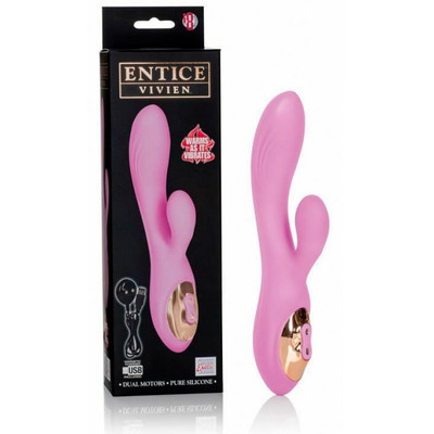 Foto 1 do produto Vibrador Estimulador de Ponto G e Clítoris Recarregável, em Silicone com 7 Modos de Vibrações e Modo Aquecimento - Entice Vivien | 10 x 3,2 cm
