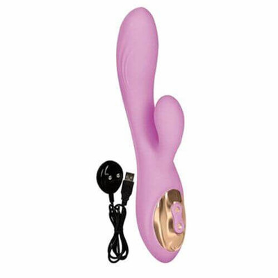 Foto 2 do produto Vibrador Estimulador de Ponto G e Clítoris Recarregável, em Silicone com 7 Modos de Vibrações e Modo Aquecimento - Entice Vivien | 10 x 3,2 cm