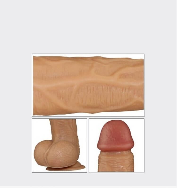 Lovetoy Real Extreme - Prótese Realística com Glande Definida, Veias Salientes, Escroto Avantajado e Ventosa, Possui 3 Modos de Vibrações - 17,5 x 4,2 cm - 4
