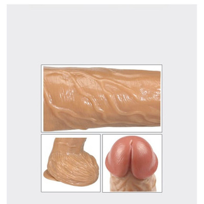 Foto 3 do produto Prótese Realística com Glande, Veias, Ventosa, Escroto e Controle Remoto De Fio com 3 Vibrações - Lovetoy Real Extreme - 18,5 x 5 cm