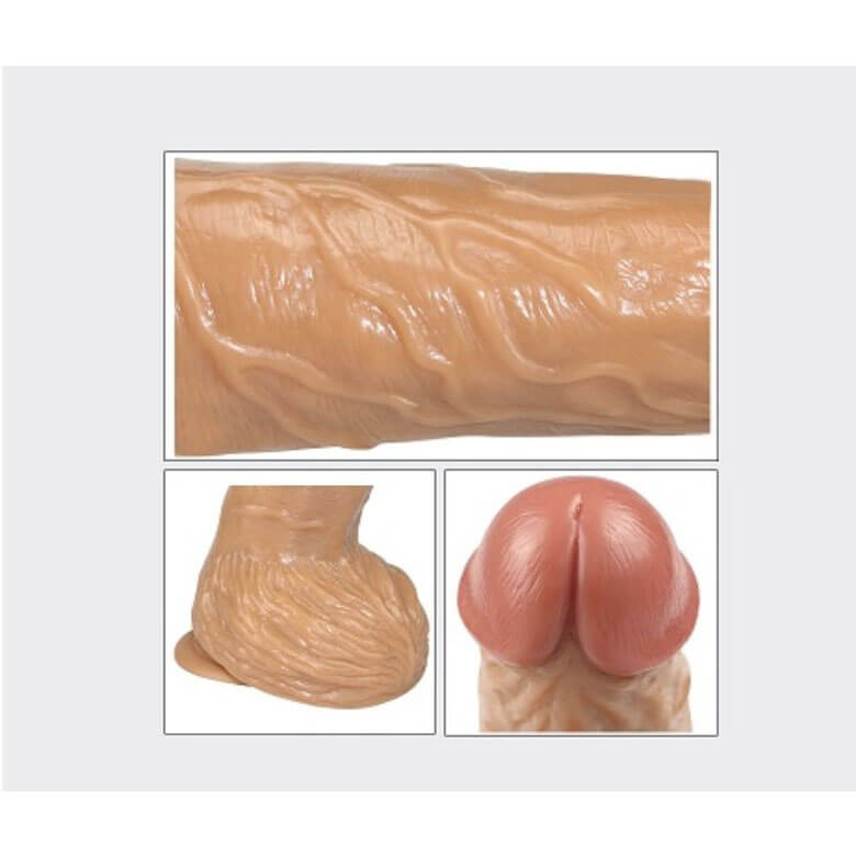 Lovetoy Real Extreme - Prótese Realística Possui Glande Definida, Veias, Escroto Avantajado, Ventosa, 3 Modos de Vibrações e Controle Remoto de Fio - 20 x 4,5 cm - 3
