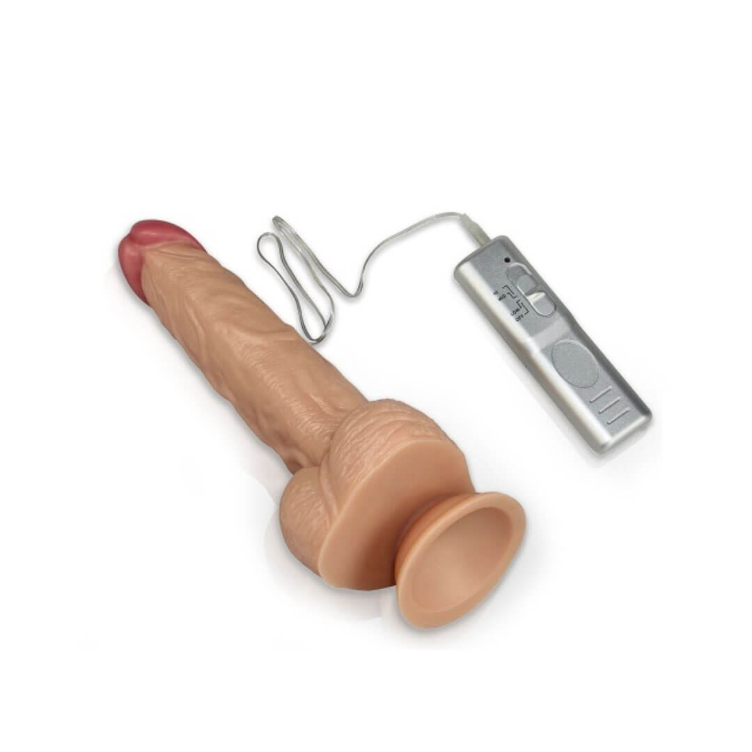 Lovetoy Real Extreme - Prótese Realística Possui Glande Definida, Veias, Escroto Avantajado, Ventosa, 3 Modos de Vibrações e Controle Remoto de Fio - 20 x 4,5 cm - 4