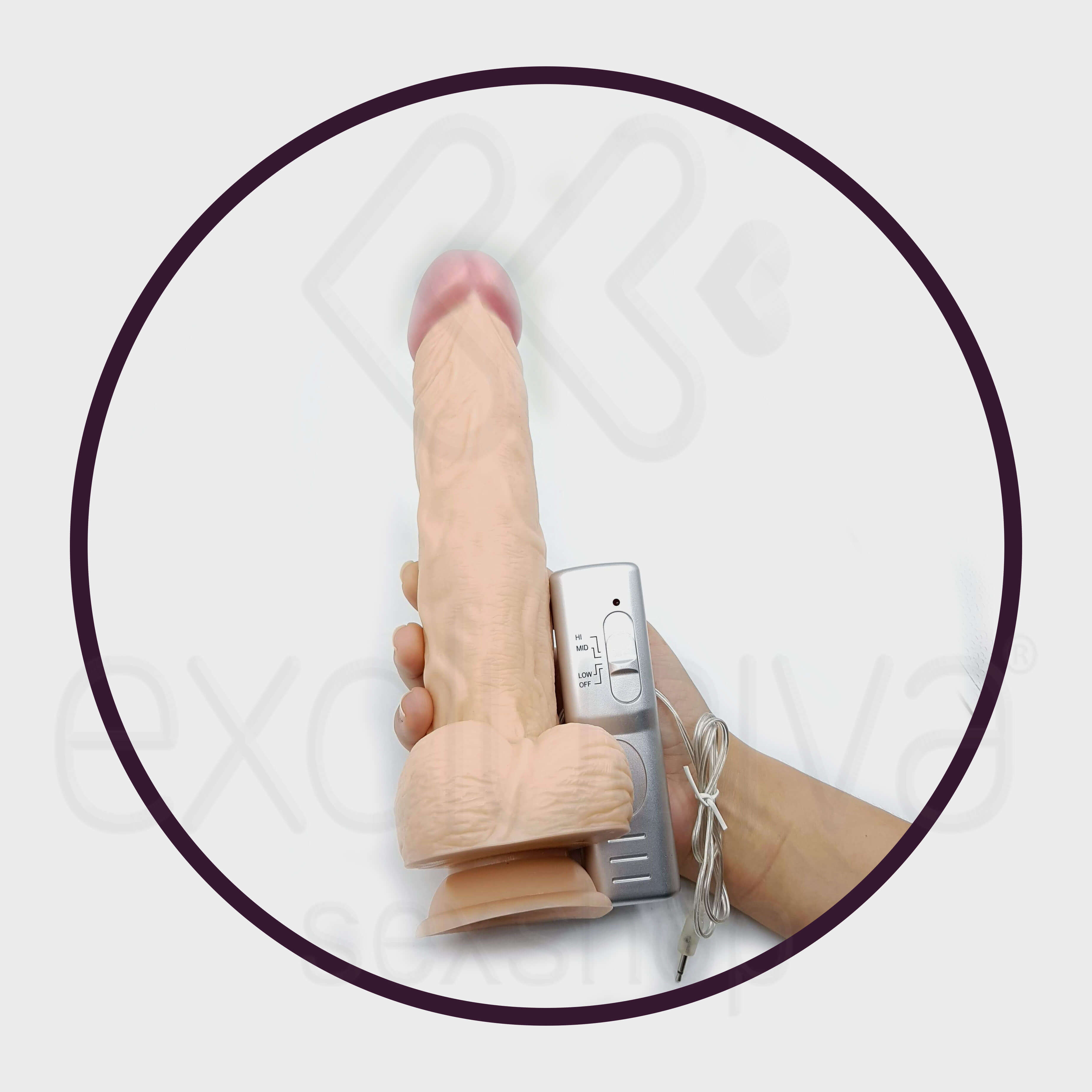 Lovetoy Real Extreme - Prótese Realística Possui Glande Definida, Veias, Escroto Avantajado, Ventosa, 3 Modos de Vibrações e Controle Remoto de Fio - 20 x 4,5 cm - 5