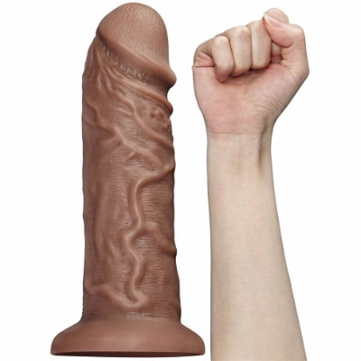 Foto 4 do produto Prótese Realística com Glande, Veias, Ventosa, 10 Modos de Vibração e Controle com Fio - Lovetoy Realistic Chubby Vibrating Dildo - 22 x 6,5 cm