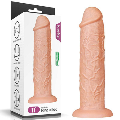 Prótese Realística com Glande Definida, Veias Salientes e Ventosa - Lovetoy Realistic Long Dildo | 25 x 6 cm