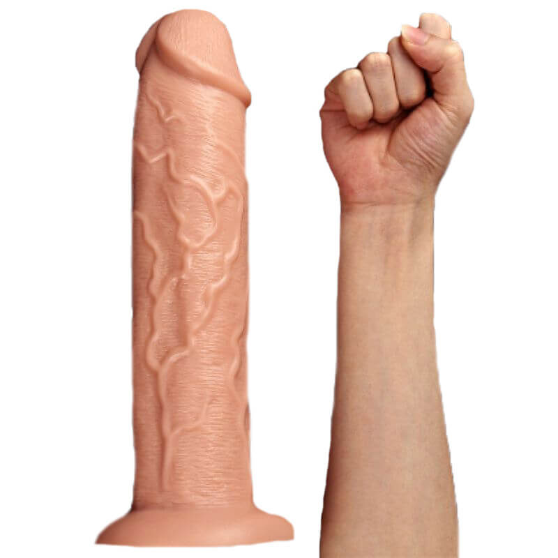 Prótese Realística com Veias, Glande, Ventosa, 10 Modos de Vibração e Controle com Fio - Lovetoy Realistic Long Vibrating Dildo | 23,5 x 6 cm - 3