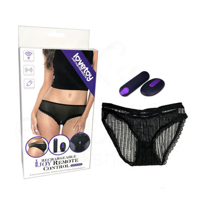 Vibrador de Calcinha com 19 Modos de Vibração e Calcinha em Nylon - Lovetoy Rechargeable Joy Remote Control - 5,5 x 2 cm