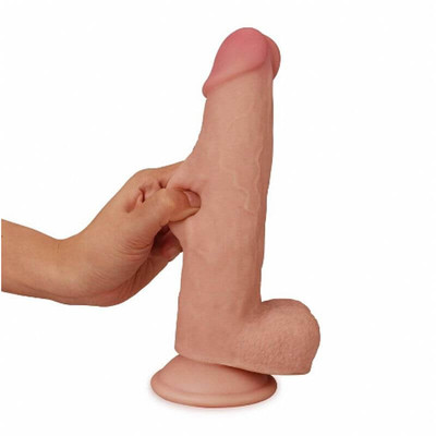 Foto 3 do produto Prótese Realística com Pele Beliscável, Glande Definida, Veias, Escroto e Ventosa - Lovetoy Sliding-Skin Dong 8" | 15,4 x 4 cm