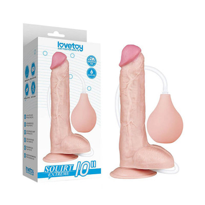 Foto 1 do produto Lovetoy Squirt Extreme 10" - Prótese Realística Ejaculadora com Pêra e Mangueira - 19 x 4,5 cm