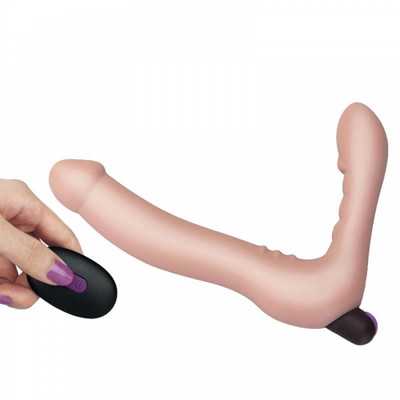 Foto 2 do produto Strap On em Silicone com 10 Modos de Vibração, Cápsula Vibratória Recarregável e Controle Sem Fio - Lovetoy | 16 x 3,2 cm