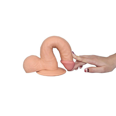 Prótese Realística em TPE com Glande Definida, Veias Suaves, Escroto e Ventosa - Lovetoy Ultra Soft Dude 8.8" | 16 x 4,5 cm