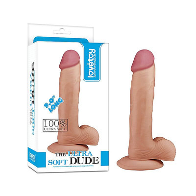 Foto 1 do produto Lovetoy Ultra Soft Dude 9" - Prótese Realística com Glande Definida, Veias Suaves, Escroto e Ventosa - 18,5 x 4,5 CM