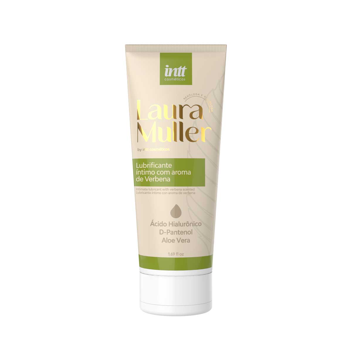 Lubrificante Íntimo à Base d'Água com Ácido Hialurônico, D-Pantenol, Aloe Vera e Aroma de Verbena - Intt By Laura Muller | 50 ml - 1