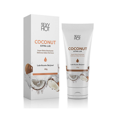 Foto 1 do produto Lubrificante Íntimo Beijável  à Base D'Água Extra Deslizante - Sex Hot Coconut Extra Lub | 60g