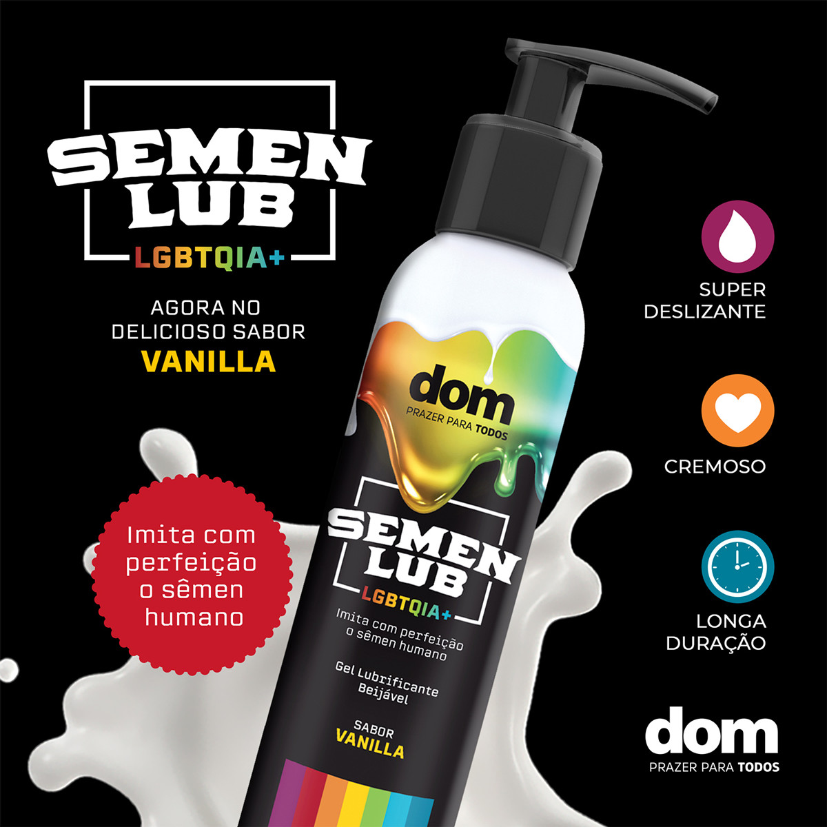 Lubrificante Íntimo Semelhante ao Sêmen, à Base d'água com Sabor Vanilla - Dom Semen Lub Lgbtqia+ | 100 ml - 5