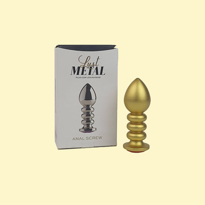 Plug Anal "P" no Formato Escalonado, Dourado e Fosco com Detalhe de Joia - Lust Metal Anal Screw | 7,7 x 2,8 cm | Disponível em 10 Cores