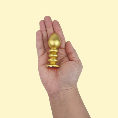 Plug Anal "P" no Formato Escalonado, Dourado e Fosco com Detalhe de Joia - Lust Metal Anal Screw | 7,7 x 2,8 cm | Disponível em 10 Cores